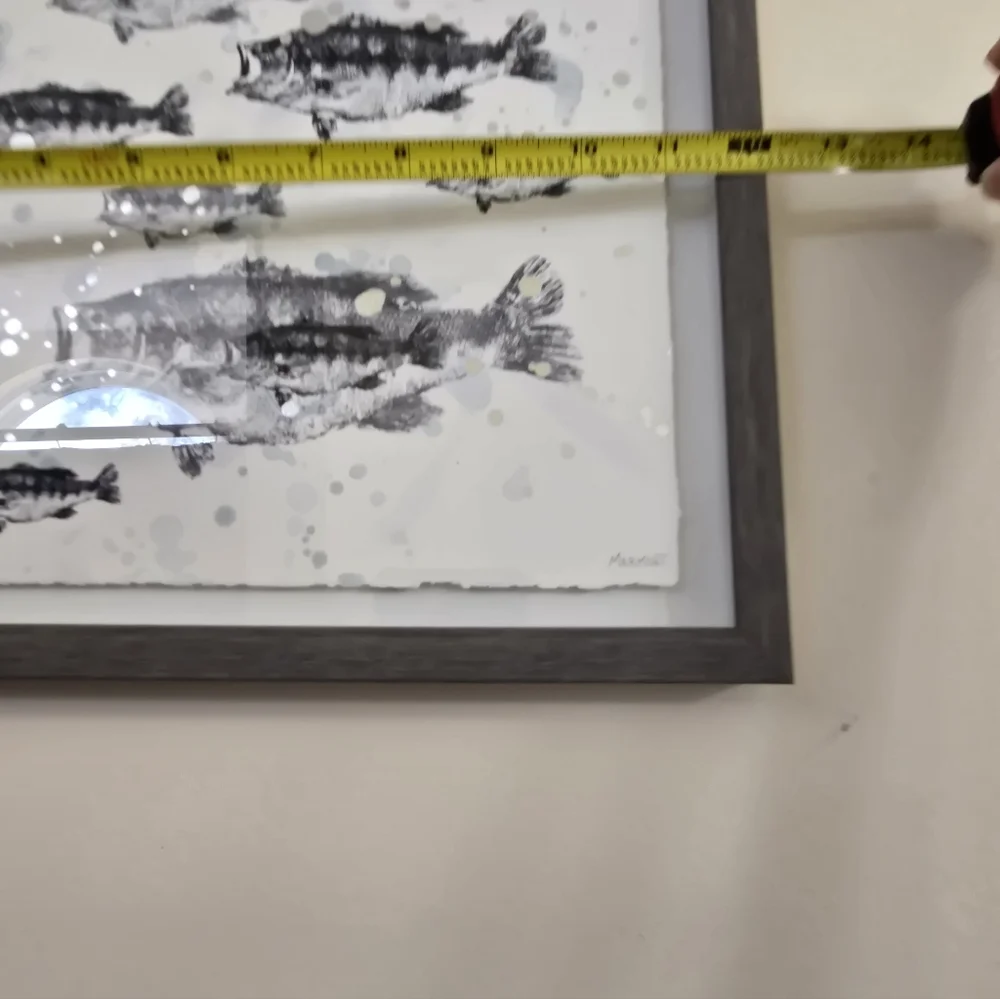 Gray Fish Art Print in Wooden Frame